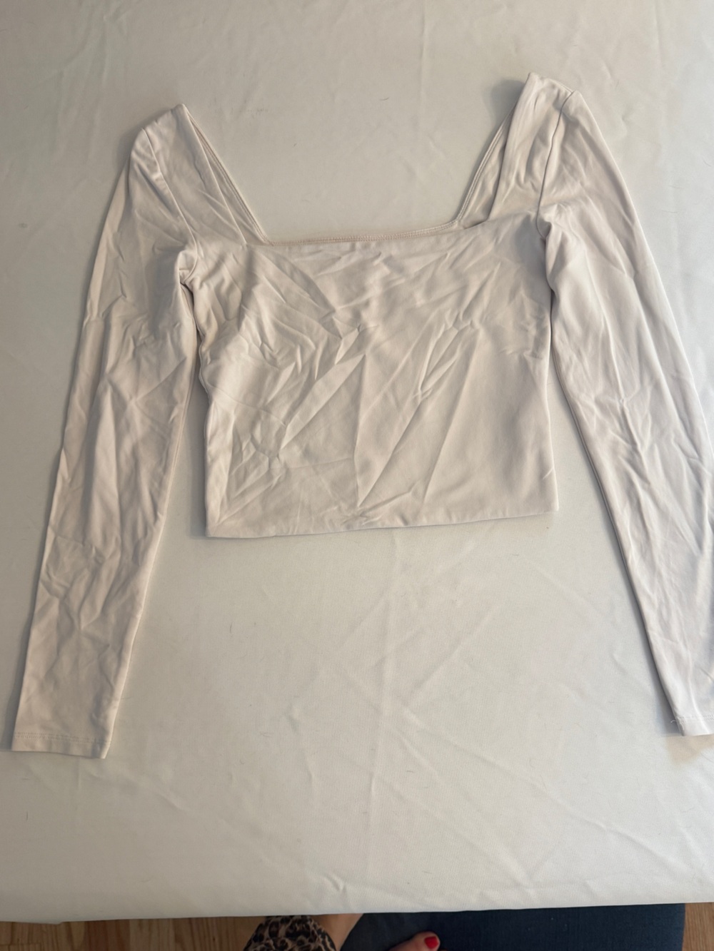 Babaton Cream Long-Sleeve Crop Top